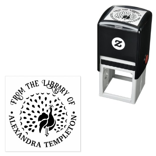 Peacock Silhouet #1 Bibliotheek Boeknaam Zelfinktende Stempel (In situ)