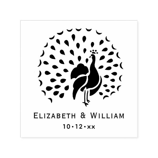 Peacock Silhouet #1 bruid bruidegom paar Zelfinktende Stempel (Design)