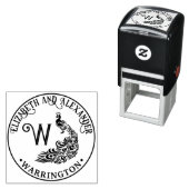 Peacock Silhouette #4F Koppel Naam Enkel Initiaal Zelfinktende Stempel (In situ)