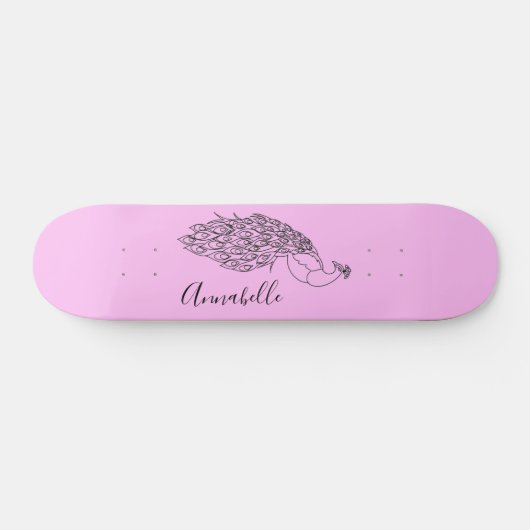 Peacock Silhouette Custom Name Persoonlijk Skateboard (Horizontaal)