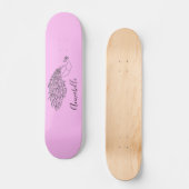 Peacock Silhouette Custom Name Persoonlijk Skateboard (Voorkant)