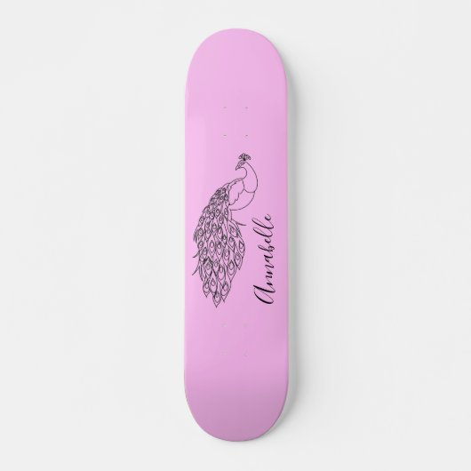 Peacock Silhouette Custom Name Persoonlijk Skateboard (Voorkant)