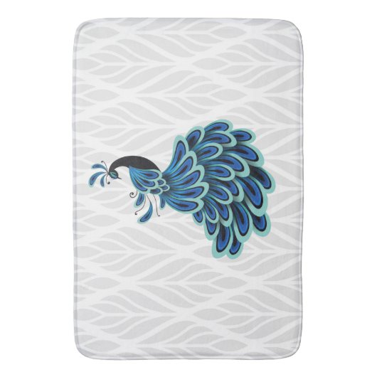 Peacock Silver Design Bath Mat (Voorkant Verticaal)