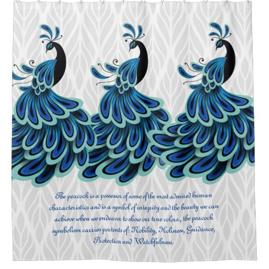 Peacock/Silver Design Shower Curtain Douchegordijn (Voorkant)
