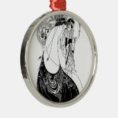 Peacock Skirt Beardsley Nouveau Metalen Ornament (Rechts)