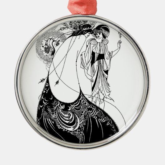 Peacock Skirt Beardsley Nouveau Metalen Ornament (Voorkant)