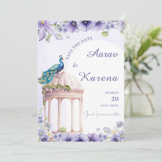 Peacock Sla de Indiase datum op bewaar de datumkaa Kaart (Staand voorkant)