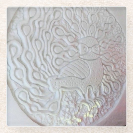 Peacock Snow Sculpture, Hotel de Glace, Quebec Glazen Onderzetter (Voorkant)