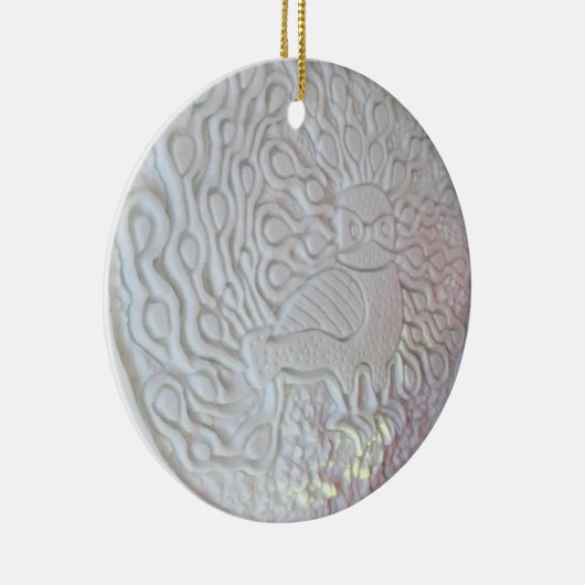 Peacock Snow Sculpture, Hotel de Glace, Quebec Keramisch Ornament (Rechts)