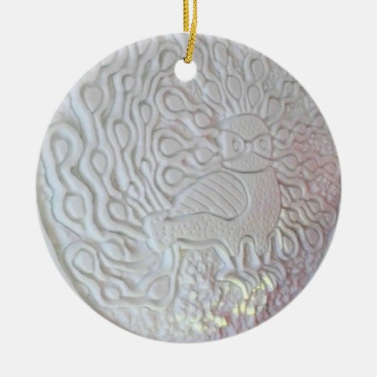 Peacock Snow Sculpture, Hotel de Glace, Quebec Keramisch Ornament (Voorkant)