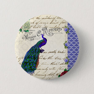 Peacock Song Collage Ronde Button 5,7 Cm