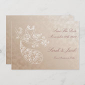 Peacock sparen-de-Datum, stijl Alpana Save The Date (Voorkant / Achterkant)
