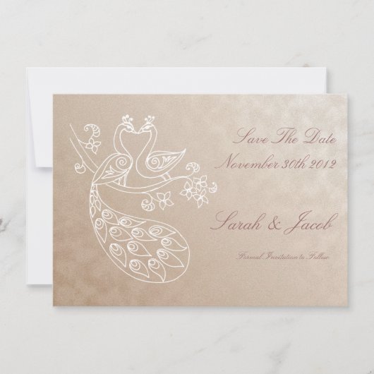 Peacock sparen-de-Datum, stijl Alpana Save The Date (Voorkant)