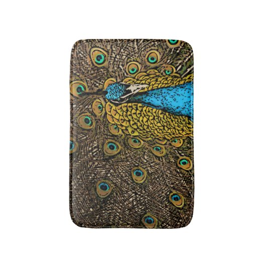 Peacock Splendor Illustratie Badmat (Voorkant Verticaal)