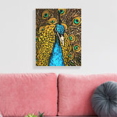 Peacock Splendor Illustratie Canvas Afdruk (Insitu (Woonkamer))