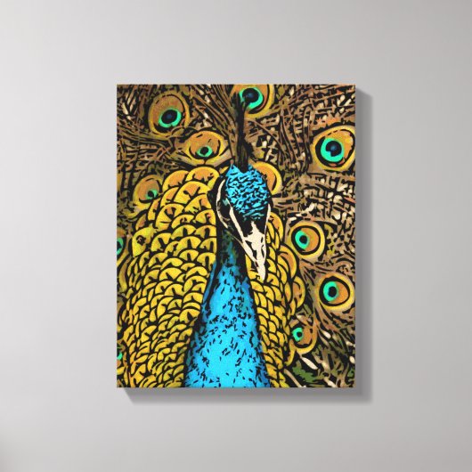 Peacock Splendor Illustratie Canvas Afdruk (Voorkant)