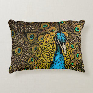 Peacock Splendor Illustratie Decoratief Kussen