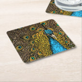Peacock Splendor Illustratie Kartonnen Onderzetters (Schuin)