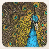 Peacock Splendor Illustratie Kartonnen Onderzetters (Voorkant)