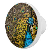 Peacock Splendor Illustratie Keramische Knop (Rechts)
