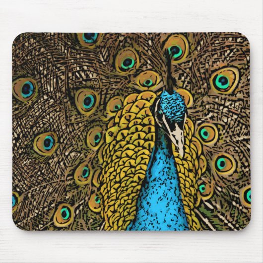 Peacock Splendor Illustratie Muismat (Voorkant)
