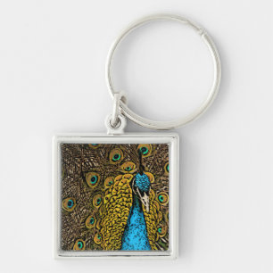 Peacock Splendor Illustratie Sleutelhanger