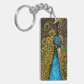 Peacock Splendor Illustratie Sleutelhanger (Voorkant Links)