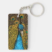 Peacock Splendor Illustratie Sleutelhanger (achterkant)