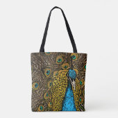 Peacock Splendor Illustratie Tote Bag (Achterkant)