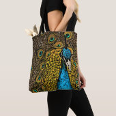 Peacock Splendor Illustratie Tote Bag (Dichtbij)