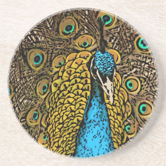 Peacock Splendor Illustratie Zandsteen Onderzetter (Voorkant)