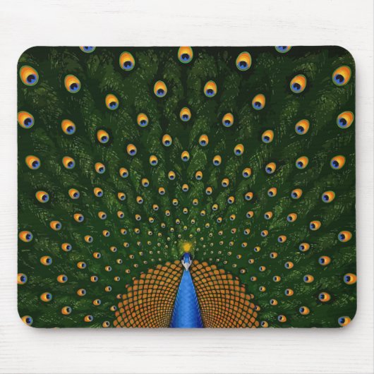Peacock Spread Mousepad Muismat (Voorkant)
