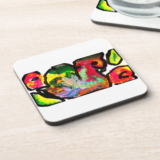 Peacock spring art bier onderzetter (Linkerzijde)