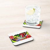 Peacock spring art bier onderzetter (Rechterzijde)