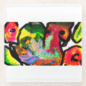 Peacock spring art glazen onderzetter (Voorkant)