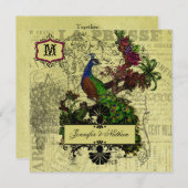  Peacock Square bruiloft uitnodiging (Voorkant / Achterkant)