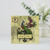 Peacock Square bruiloft uitnodiging (Staand voorkant)