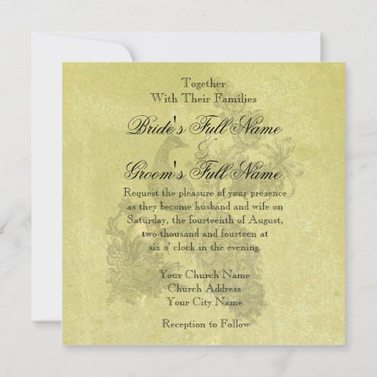  Peacock Square bruiloft uitnodiging (Achterkant)