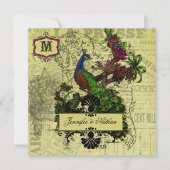  Peacock Square bruiloft uitnodiging (Voorkant)