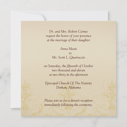  Peacock Square Wedding Invitting Linen Kaart (Achterkant)