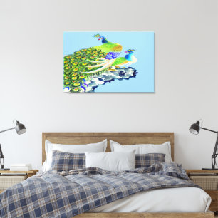 Peacock Standing 3 Wrapped Canvas Afdruk