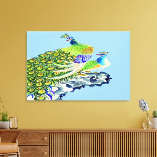 Peacock Standing 3 Wrapped Canvas Afdruk (Insitu (Woonkamer))