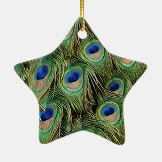 Peacock Star-Ornament Keramisch Ornament (Achterkant)