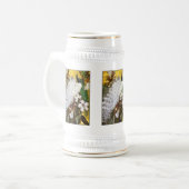 Peacock Stein: Witte en Blauwe Peacock Bierpul (Voorkant links)