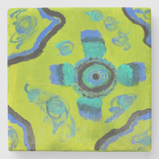 Peacock Stenen Onderzetter (Voorkant)