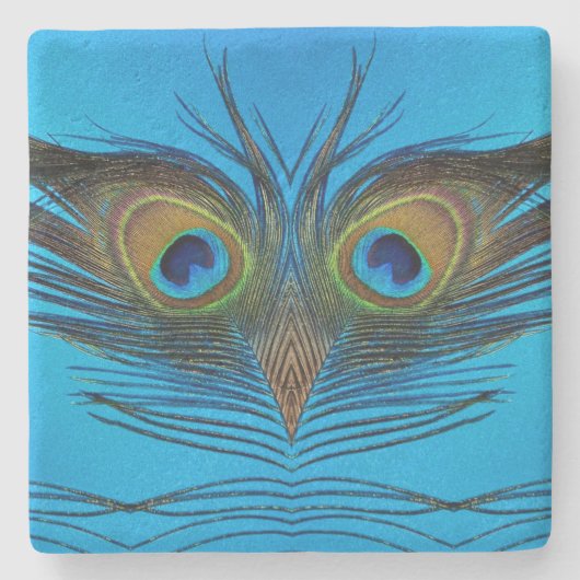 Peacock Stenen Onderzetter (Voorkant)