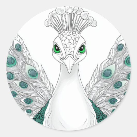 Peacock sticker. A noble and beautiful bird Ronde Sticker (Voorkant)