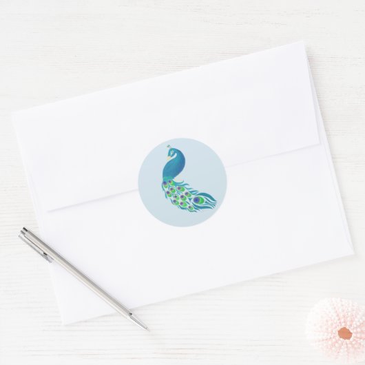 Peacock-stickers Ronde Sticker (Envelop)