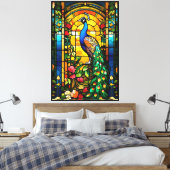 Peacock Stretched Canvas Afdrukken (Insitu (Slaapkamer))