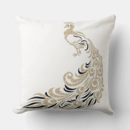 Peacock-Stylish-Gold-Black-Square M-L Kussen